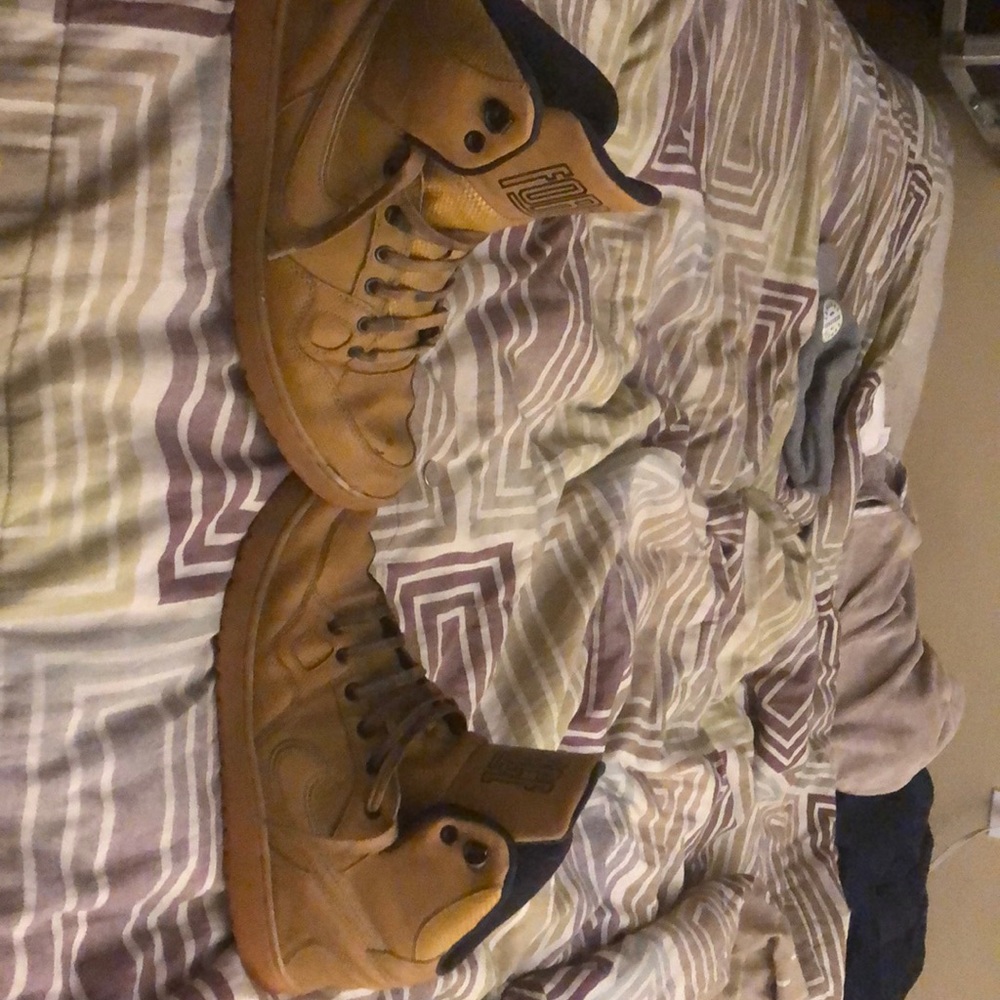 Brown on brown Air Force 1s hightops